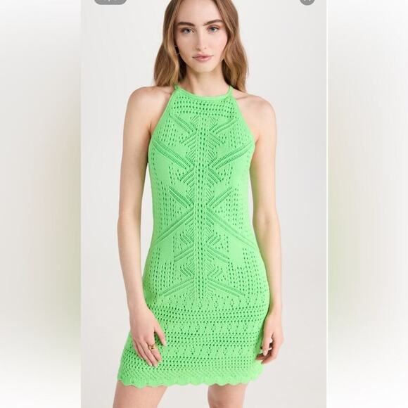 Jonathan Simkhai Bright Green Shireen Engineered Lace Mini Dress NWT XS - Picture 4 of 15